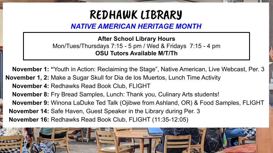 RedHawks Library Announcements