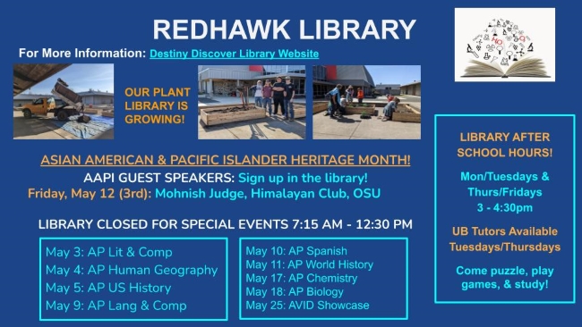RedHawks Library Announcements